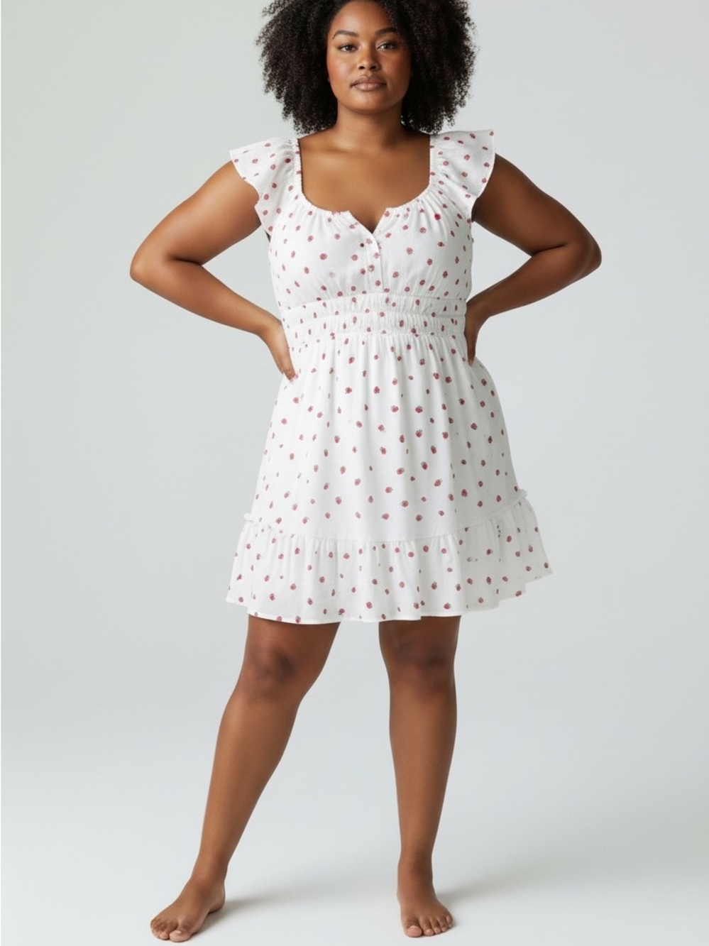 LIBERTY LOVE WOMANS STRAWBERRY PRINT PEASANT DRESS 2X